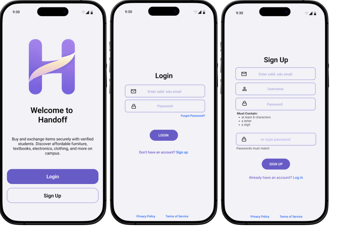Handoff Hi-Fi Screens